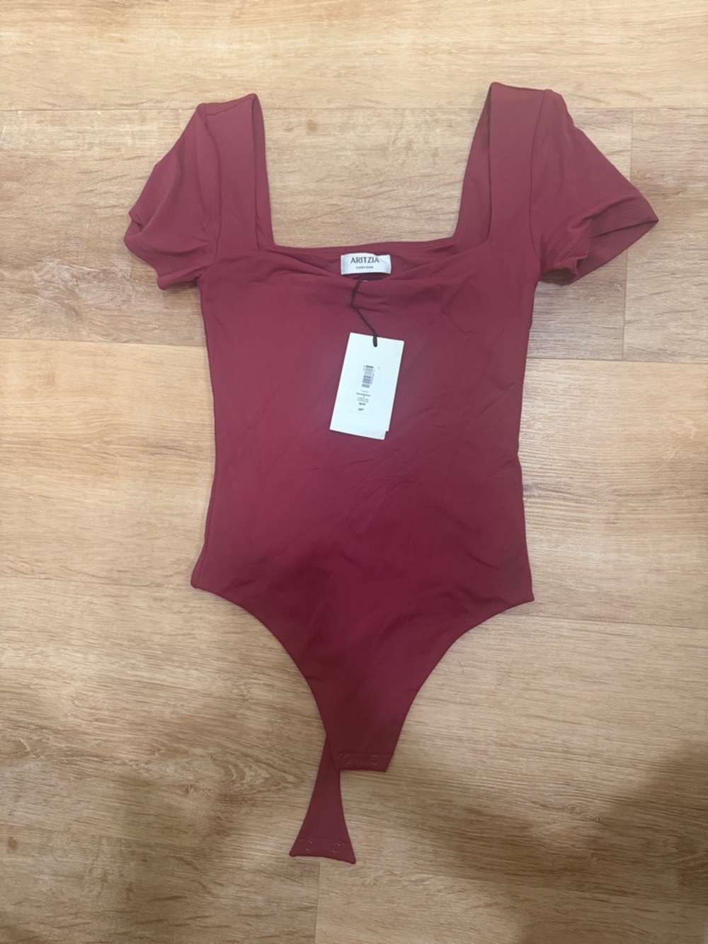 Aritzia Burgundy Square Neck Bodysuit